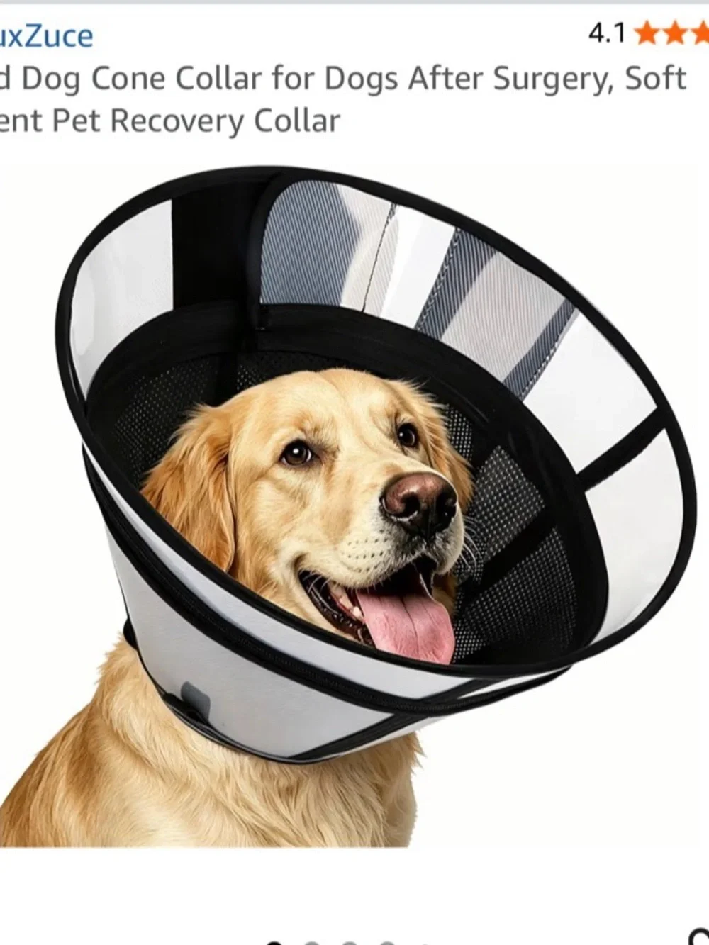 BNWT Reusable White Dog Recovery Cone - Comfortable Protective